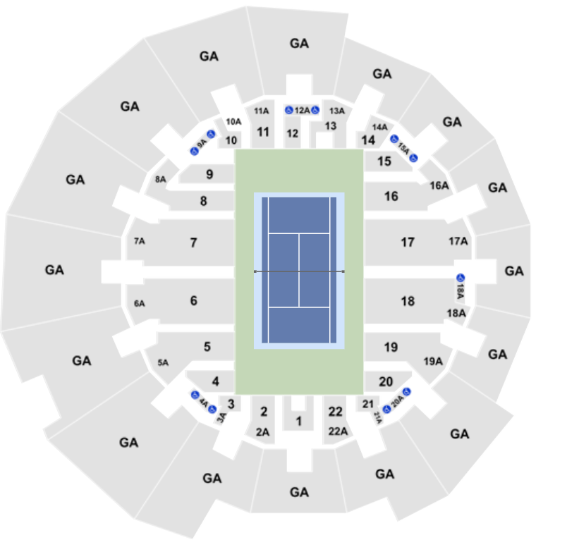 US Open Seating Chart for Arthur Ashe, Louis Armstrong Stadium and